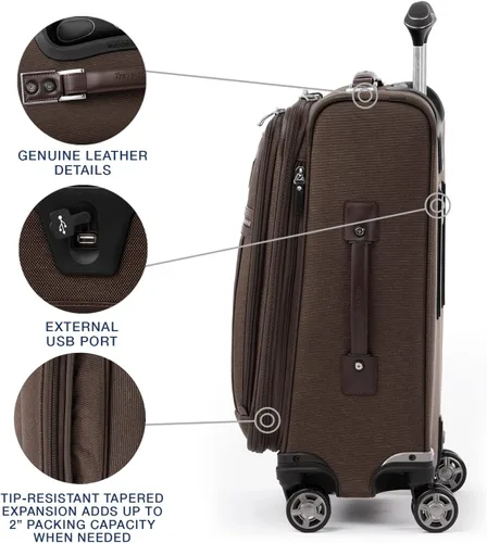 Vista 4 de Travelpro Platinum Elite-Softside - Maletas expansible con ruedas giratorias, Espresso intenso), 409186104