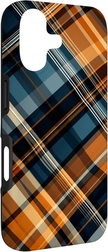 Vista 3 de Navy Black and Orange Plaid Halloween Fall Autumn Pumpkins Case for iPhone 17