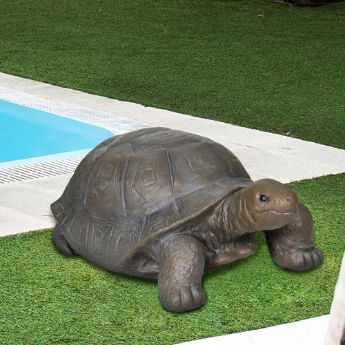 Vista 2 de SKYFIRE Estatuas de tortuga para jardín, figuras de hormigón reforzado con fibra de 29.5 x 15.7 x 11.8 pies, esculturas de jardín y decoración