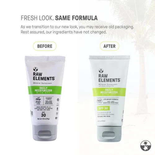 Vista 2 de Raw Elements Daily Lifestyle - Tubo hidratante de bioresina - SPF 30, protección UVA-UVB, no nano zinc, apto para arrecifes, resistente al agua, 1.8