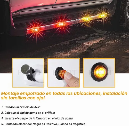 Vista 6 de PSEQT Luces LED de marcador de remolque de 3/4 pulgadas, indicadores de espacio lateral, luz trasera, impermeable, para remolque, camión, autobús