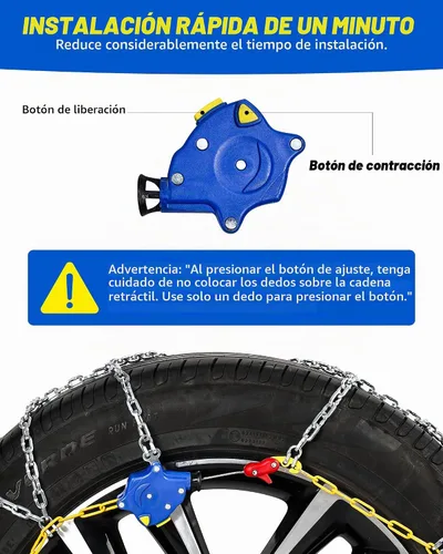 Vista 8 de Cadenas de nieve de ajuste automático, cadenas de neumáticos para automóviles, SUV, camionetas, ajuste automático de 1 minuto, ajuste rápido y fácil
