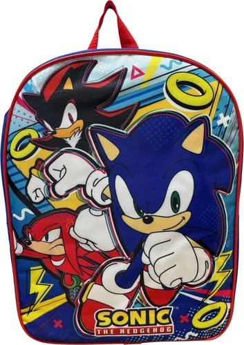 Vista 2 de Ruz Sonic The Hedgehog Mochila escolar con licencia para niños de 15 pulgadas (Sonic II)