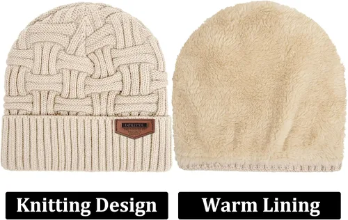 Vista 82 de Loritta Gorro de invierno cálido de punto grueso y holgado para hombre