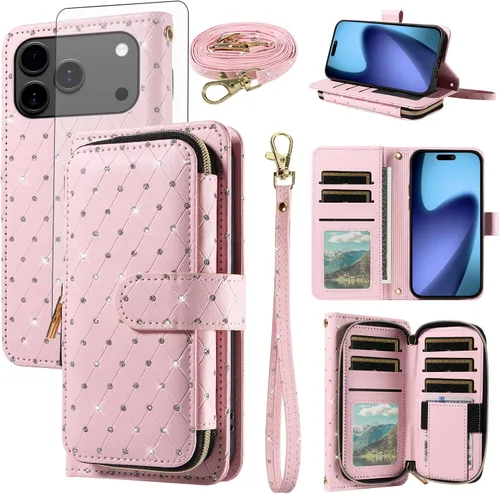 Vista 152 de Funda para teléfono iPhone 6 6S con cremallera y protector de pantalla con protector de pantalla, correa de cordón cruzado, ranura para iPhone 6 Six