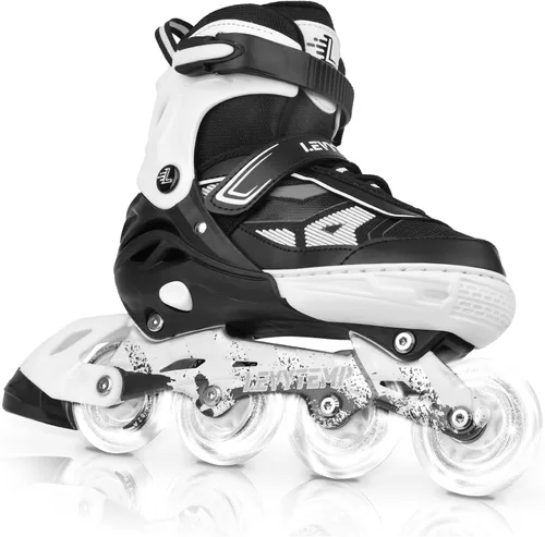Vista 8 de Patines en línea ajustables para niños y adultos, patines al aire libre para principiantes con todas las ruedas iluminadas para niñas, niños
