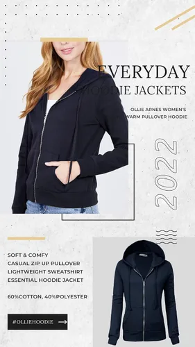 Vista 7 de OLLIE ARNES Sudadera con capucha y cremallera completa para mujer - Chaqueta de manga larga, 69_latte