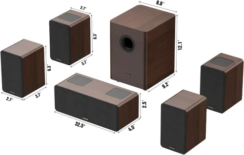 Vista 9 de Sistema de sonido de cine en casa HiFi 5.1.4ch, Dolby Atmos, sistema de sonido envolvente de 900 W para TV, barra de sonido con subwoofer, 4