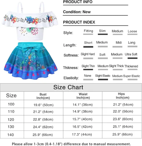 Vista 6 de Jurebecia Traje de baño de 2 piezas para niñas bikini Mirabel Isabella Pepa Dolores traje de baño tankini mágico para la familia y aventuras