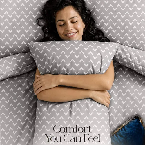 Vista 3 de Utopia Bedding - Juego de edredón individual de 2 piezas con estampado de flechas blancas de tamaño individual, juego de ropa de cama suave