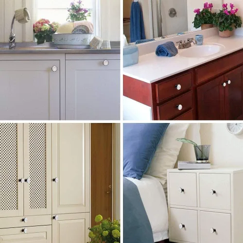 Vista 8 de SAVORI Pomos decorativos para cajones, pomo de cristal diseñado con diamantes de imitación para armario, armario, tiradores con tornillos