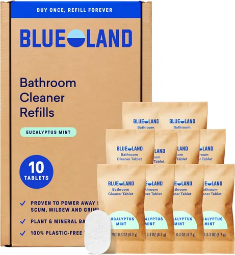 Vista 11 de BLUELAND Limpiador en aerosol para baño, paquete de 4 recargas, eucalipto menta