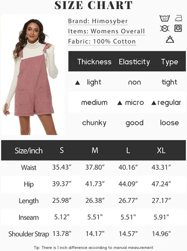Vista 6 de Himosyber Mono corto de pana para mujer, correa ajustable, lindo mameluco Shotall