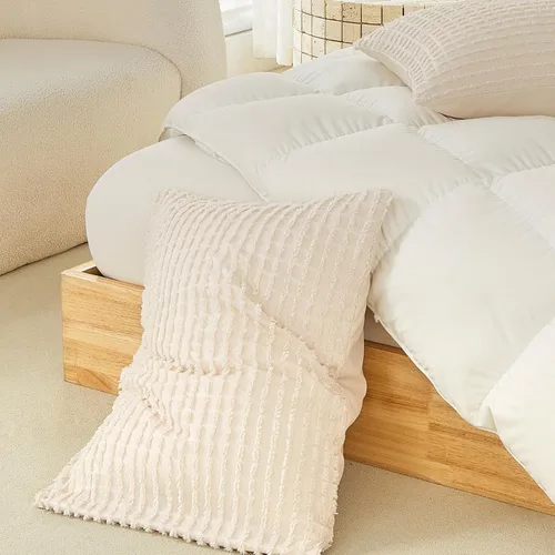 Vista 2 de WARMDERN - Fundas de almohada beige tamaño queen, fundas de almohada estándar, juego de 6 fundas de almohada de microfibra suave, textura boho