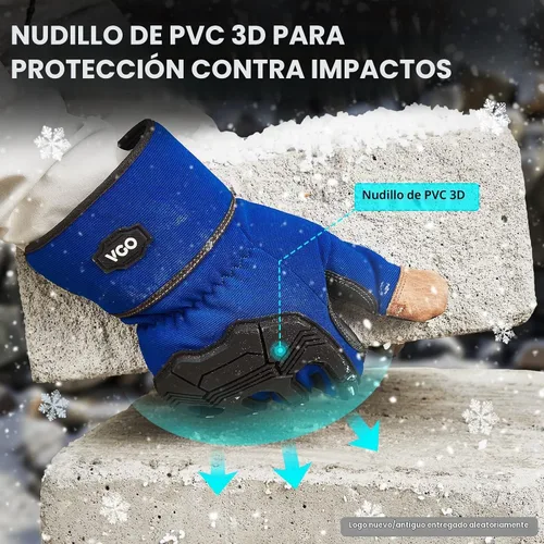 Vista 4 de Vgo... Winter Work Gloves Men,Leather Work Gloves,Anti-vibration,Mechanics Gloves,Abrasion Resistance Todo Negro - Pa7675fw