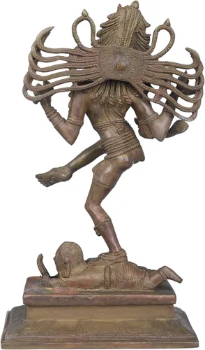 Vista 3 de Exotic India Dancing Shiva - Estatua de latón - Color increíble color antiguo Chola