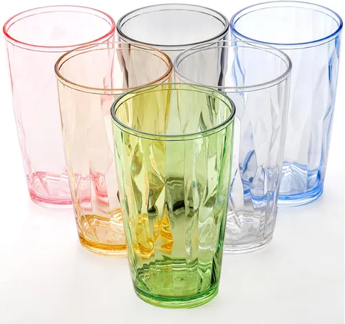 Vista 2 de Hedume Paquete de 6 vasos de 17 onzas de alta calidad, juego de 6 vasos apilables, vasos de plástico para agua, sin BPA