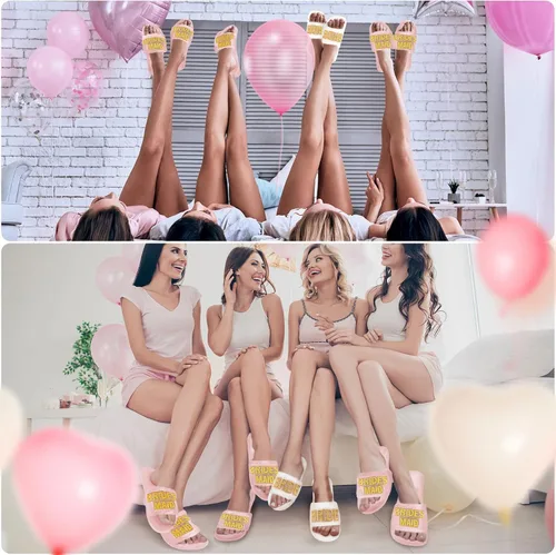 Vista 6 de Bata de dama de honor de 18 piezas con pantuflas, batas de satén, batas de dama de honor cortas de novia para fiesta de boda