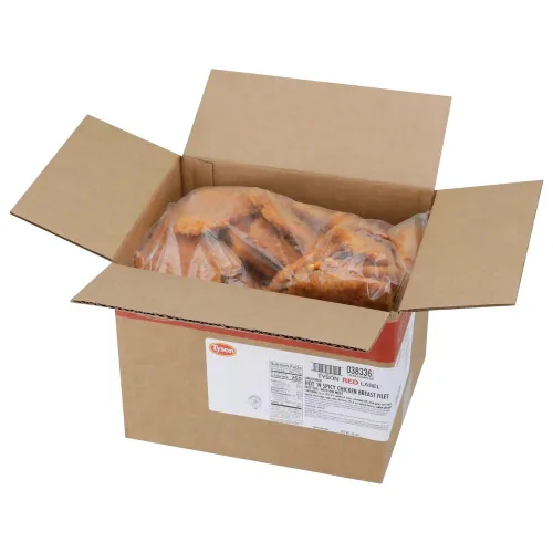 Vista 4 de Tyson Red Label Premium Hot N Spicy Filete de pechuga de pollo empanizado sin cocer, 4 onzas, 2 por caja.