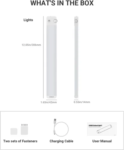 Vista 9 de Lyridz 80 luces LED con sensor de movimiento para debajo del gabinete, inalámbricas, sensor PIR ajustable de 0-90° para cocina, luces de armario