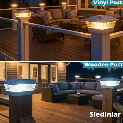 Vista 3 de SIEDiNLAR - Luces solares para poste para exteriores, 4 modos, paquete de 6 Blanco