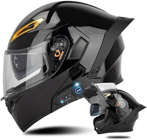 Vista 27 de AAREG - Casco de motocicleta con bluetooth, visera frontal abatible aprobada por DOT/ECE, viseras antivaho duales, para adultos, hombres, mujeres