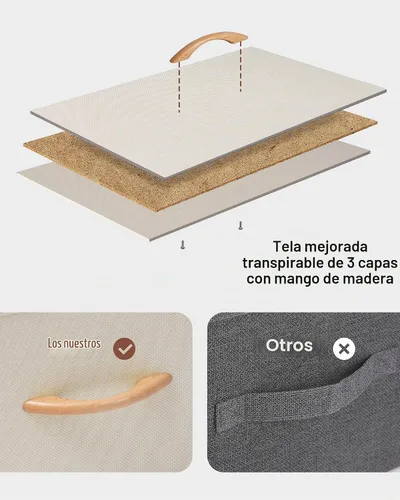 Vista 9 de Torre de almacenamiento vertical para aparador - Marco de acero resistente, parte superior de madera, contenedores de tela de fácil extracción
