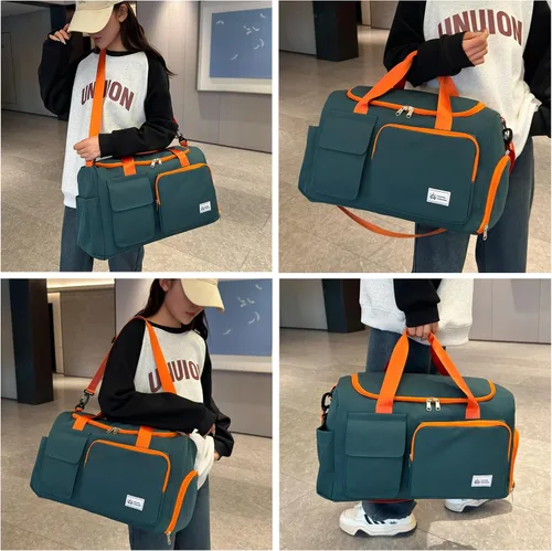Vista 381 de Pequeña bolsa de gimnasio para mujer, bolsa de viaje con compartimento para zapatos