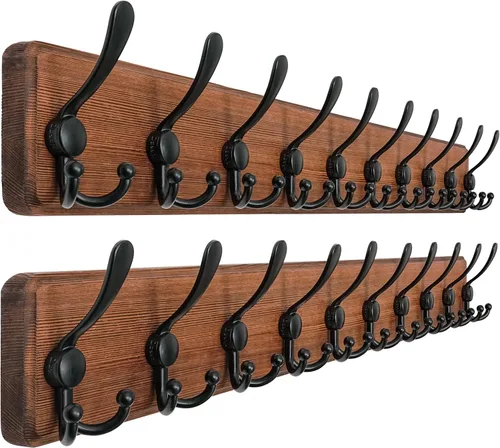 Vista 37 de Dseap Perchero de Pared Montado - 5 Ganchos Triangulares, Resistente, Perchero de Pared de Madera para Abriggos, Sombreros, Chaquetas, Ropa, Negro