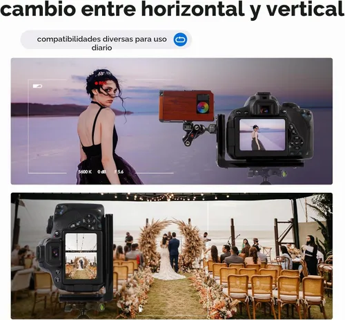 Vista 5 de Cámara con soporte en L para DSLR vertical horizontal Trípode de liberación rápida Compatible con Canon Nikon Sony DJI Osmo Ronin Zhiyun