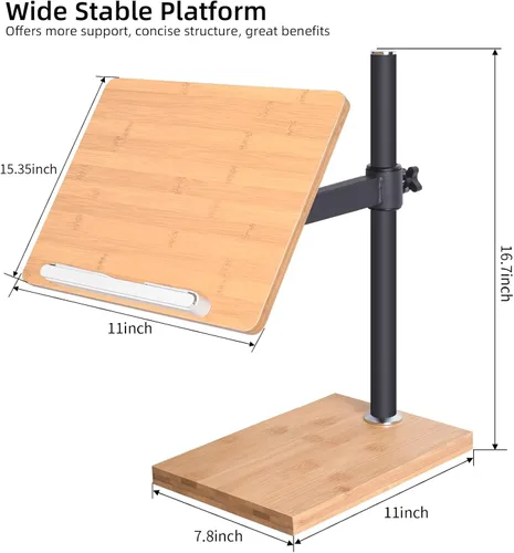 Vista 4 de wishacc Soporte de libro ajustable para lectura, soporte ergonómico de lectura de libros de escritorio con ajuste de altura y ángulo, soporte