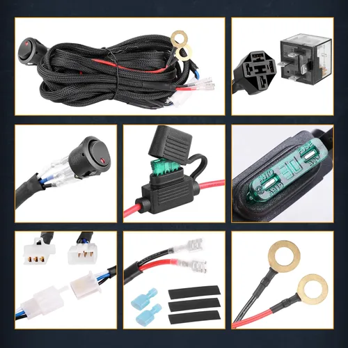 Vista 7 de Nirider - Arnés de cableado de 1 cable, 12 V, 40 A, interruptor basculante, fusible, kit de arnés de cableado de nailon para barras de luz LED