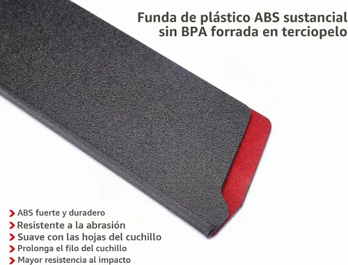 Vista 3 de WELLSTAR Juego de protectores de bordes de cuchillo, 2 fundas universales de cuchilla, fundas protectoras de ABS sin BPA, forro de fieltro