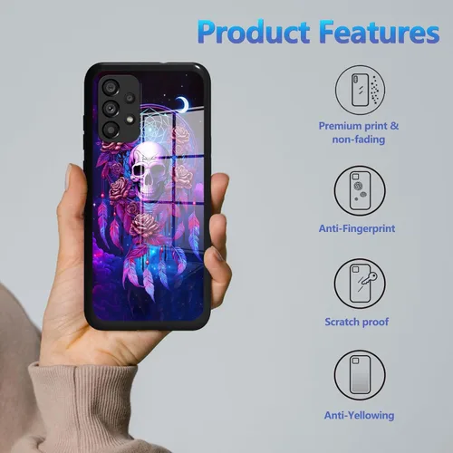 Vista 2 de Funda para Samsung Galaxy A32 5G con protector de pantalla, parte trasera de vidrio templado + TPU de silicona suave que absorbe los golpes, funda
