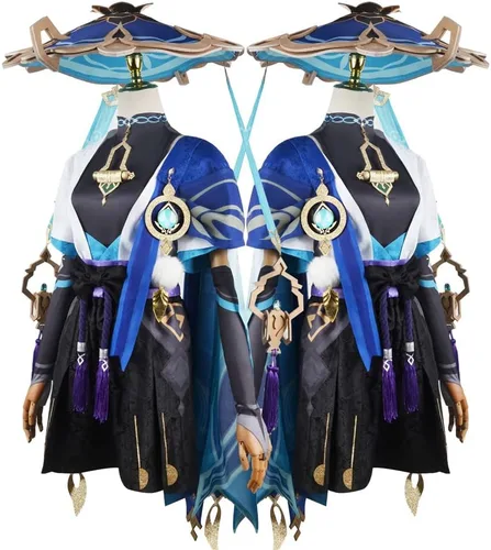 Vista 5 de Wanderer - Conjunto de ropa de cosplay de Genshin Impact Kunikuzushi para juegos de rol, conjunto de ropa de cómic