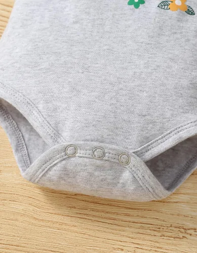 Vista 3 de Fullfamous Conjunto de mameluco y pantalón de manga larga con volantes para niña de 3 piezas