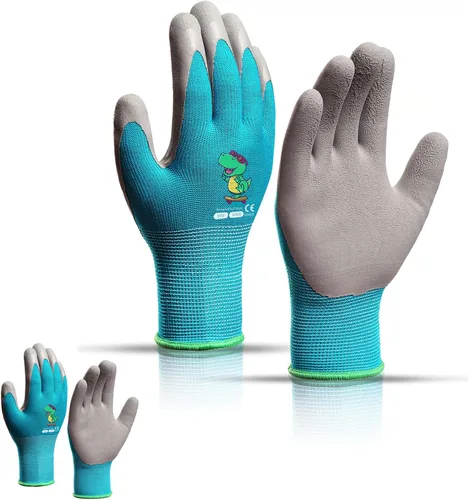 Vista 15 de KDK Guantes de jardinería para niños de 3 a 5 años, guantes de trabajo de patio para niños pequeños, jóvenes, niñas, niños, guantes de goma