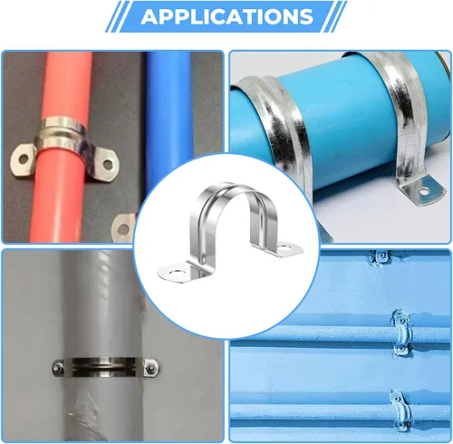 Vista 7 de 24 Piezas Abrazaderas de Conducto de Acero Inoxidable 304 de 1 1/4 Pulgadas (32mm), Abrazadera de Correa de Tubo en U de 2 Agujeros Soporte en U