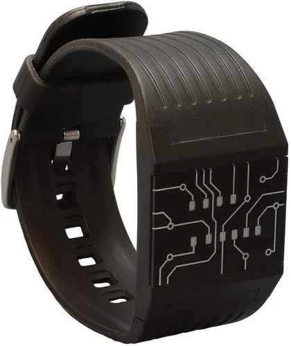 Vista 3 de getDigital Reloj de pulsera binario para profesionales con luces LED - un reloj digital negro que representa la hora como código binario