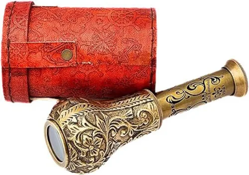 Vista 5 de Hecho a mano Royal Pirates Handicraft Dollond London 6 pulgadas Telescopio de mano antiguo con estuche de cuero marino náutico Spyglass actividades