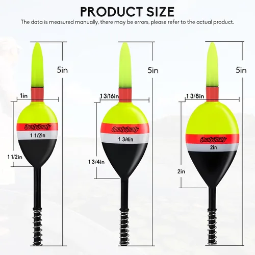 Vista 5 de QualyQualy 4 piezas de flotadores de pesca con luces deslizantes que brillan en la oscuridad, flotador de resorte para pesca de crappie y walleyes