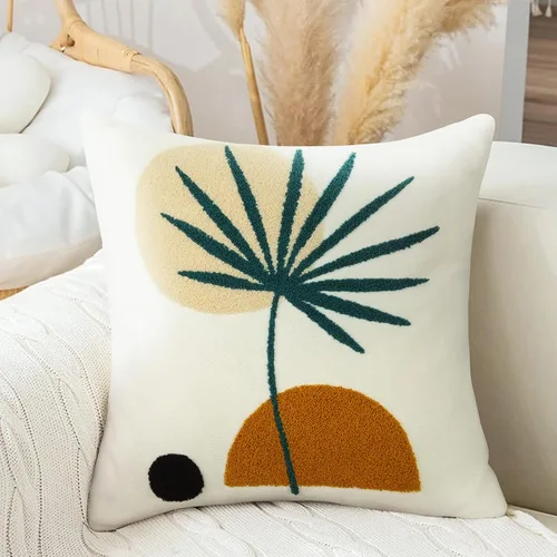 Vista 28 de Merrycolor Fundas de almohada decorativas bohemias para cama, modernas de mediados de siglo, fundas de almohada verde hoja, funda de almohada