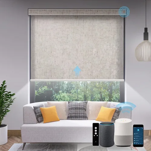 Vista 34 de SmartWings Persianas Motorizadas con Filtro de Luz, Compatible con Matter Thread Homekit Z-Wave Alexa Google, Persianas con 70% de Opacidad Safari