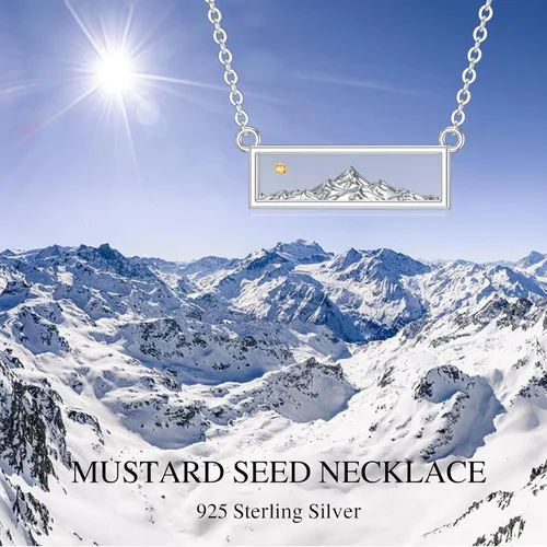 Vista 5 de PROESS Collar de plata de ley con diseño de cadena de montañas con motivos de fe, montañas, pandente, naturaleza, aventura, joyería para mujeres