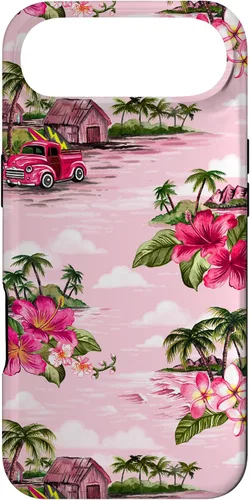 Vista 26 de Funda para iPhone 11 Tropical Hibiscus Island Palm Tree Rockabilly Surfer Beach