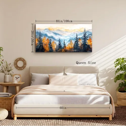 Vista 5 de crmotu Arte de Pared de Montaña, Arte de Pared de Lienzo de Bosque, Decoración de Pared de Arte de Paisaje, Impresiones de Arte de Naturaleza