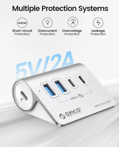 Vista 3 de ORICO Hub USB 3.2 de escritorio de 4 puertos, divisor de aluminio USB