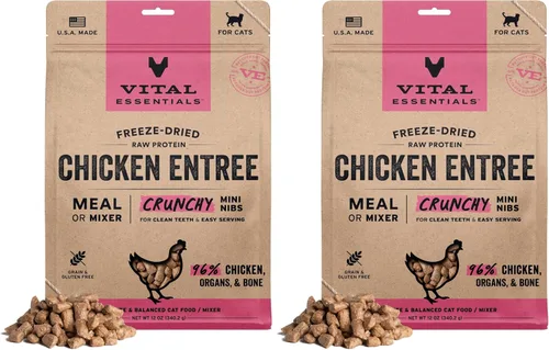 Vista 23 de Vital Essentials Alimento liofilizado para gatos, carne cruda y pollo crujientes Mini nibs Comida completa o cobertura 96% carne de res, pollo