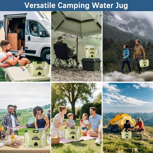 Vista 7 de Jarra de agua plegable de 2.1 galones con espita, bolsa de agua portátil sin BPA, bolsas de agua plegables para senderismo al aire libre, viajes