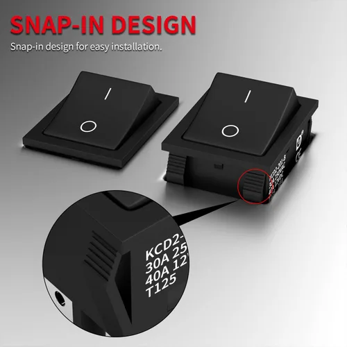 Vista 4 de DaierTek DPST KCD4 Interruptor basculante 40A 12V DC 4 Pin 2 Interruptor de palanca de encendido y apagado 30A 250V AC 120V T125 KCD2 Interruptor